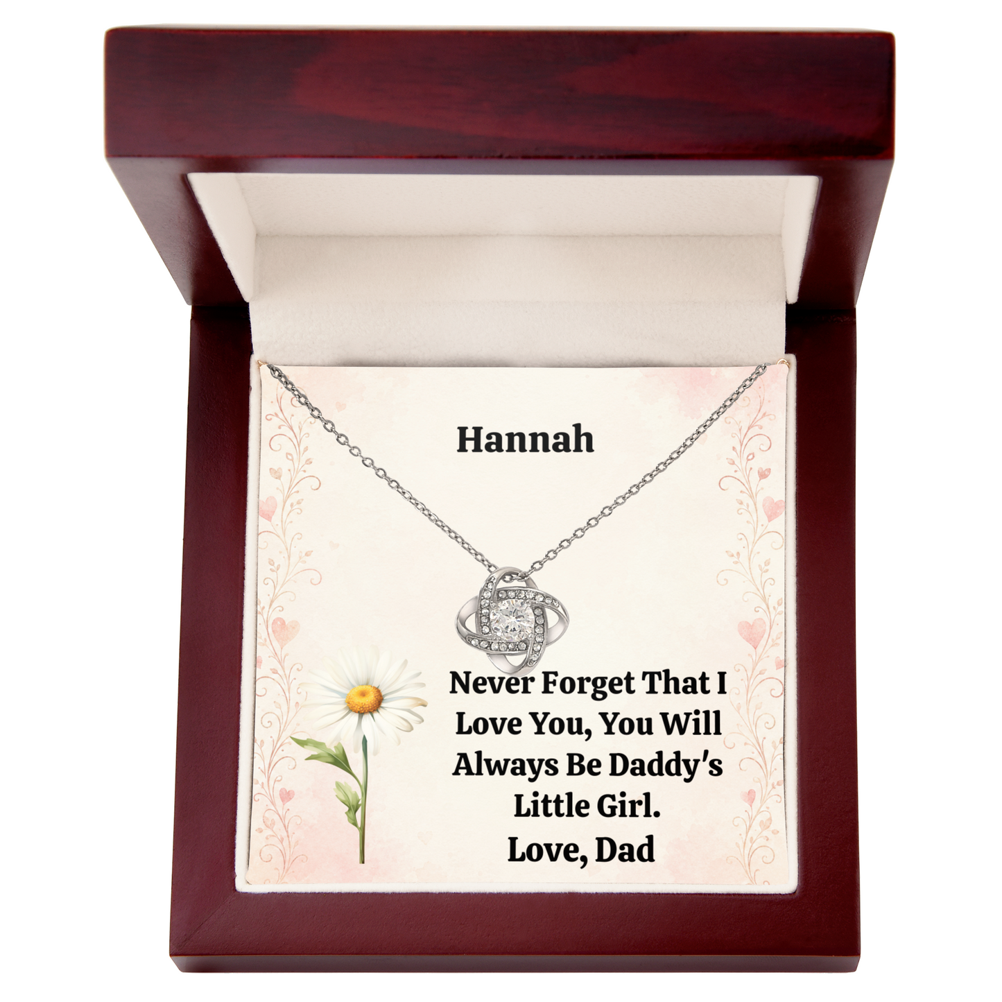 Personalized Daughter Necklace From Dad – Custom Name & Birth Flower Love Knot Gift