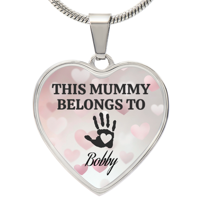 Personalized “This Mummy Belongs To” Heart Necklace with Kids Names