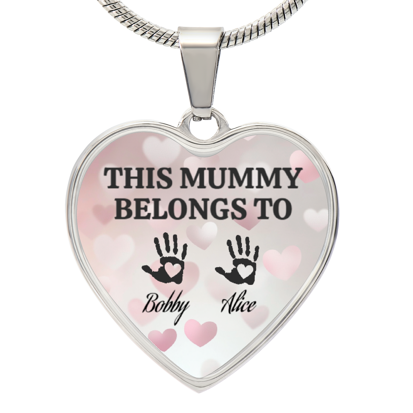 Personalized “This Mummy Belongs To” Heart Necklace with Kids Names