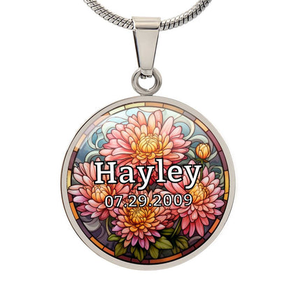 Personalized Name, Birthday & Birth Flower
