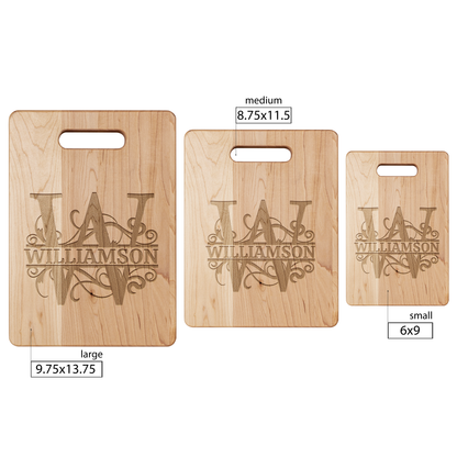Split Letter Monogram Cutting Board