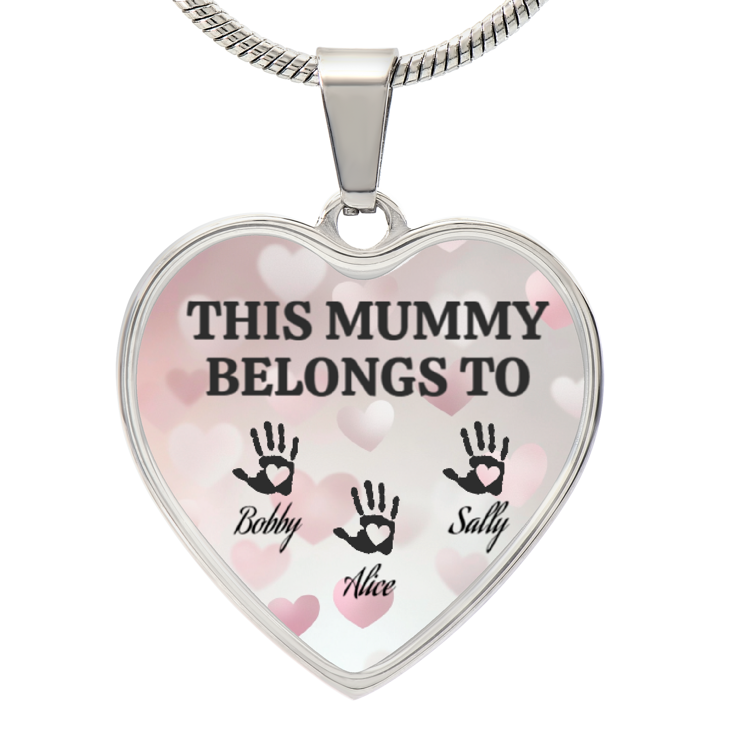 Personalized “This Mummy Belongs To” Heart Necklace with Kids Names