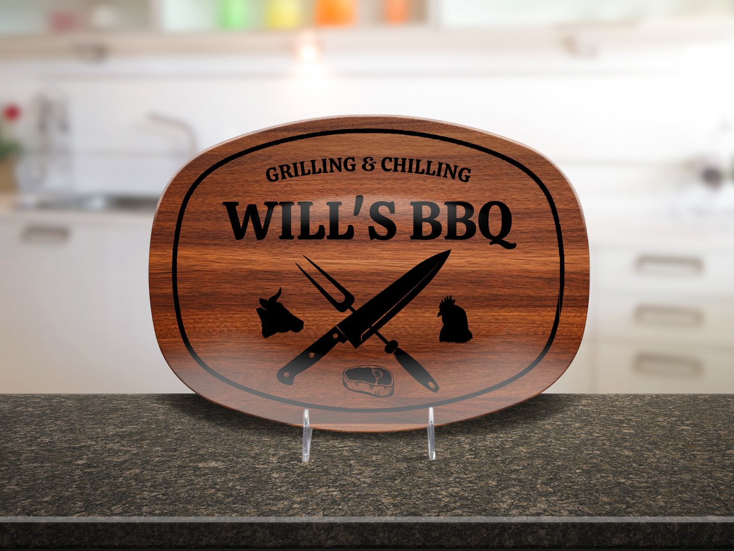 Custom Engraved Name BBQ Platter - Perfect Gift for Dads & Grilling Enthusiasts