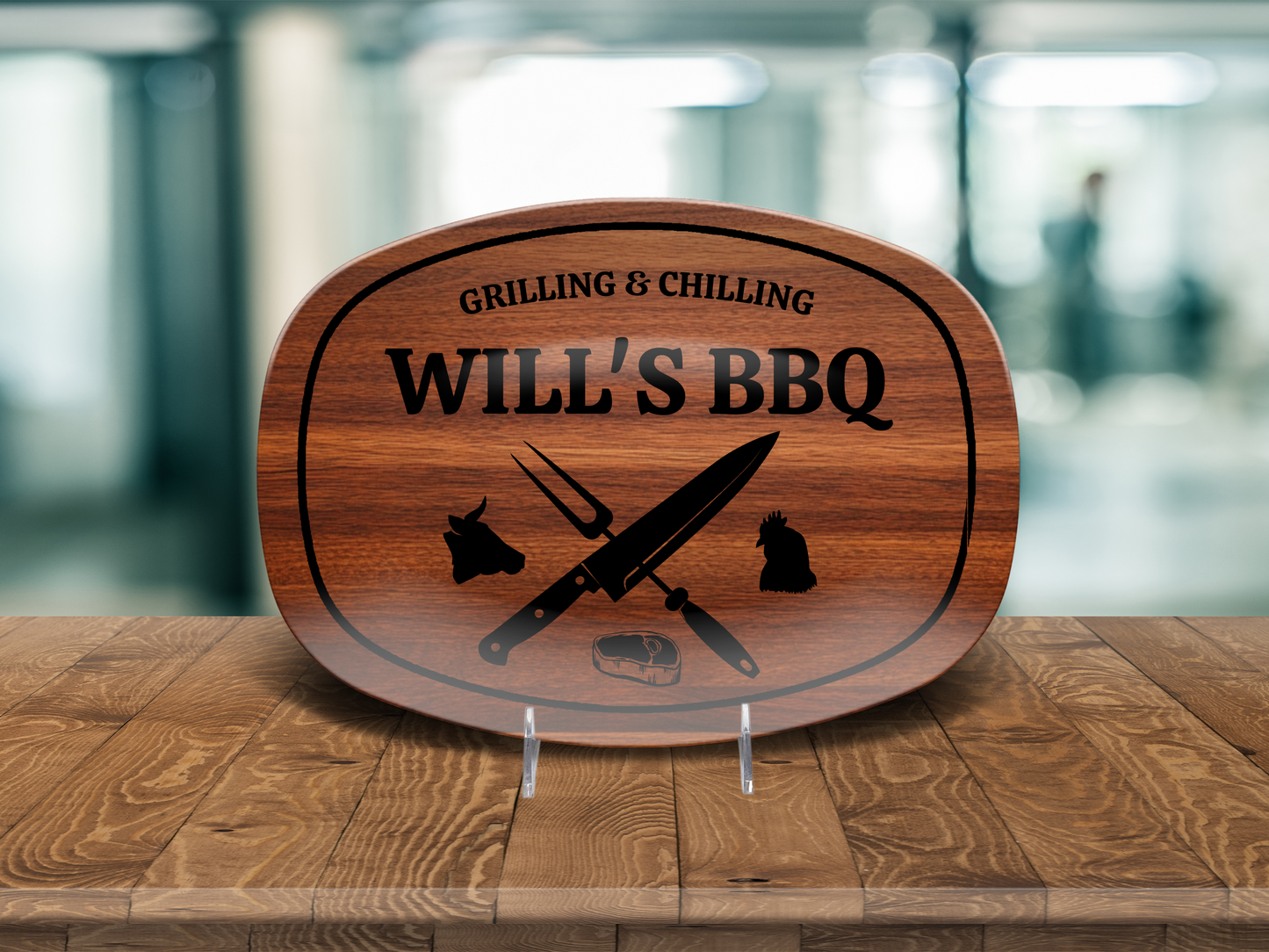 Custom Engraved Name BBQ Platter - Perfect Gift for Dads & Grilling Enthusiasts
