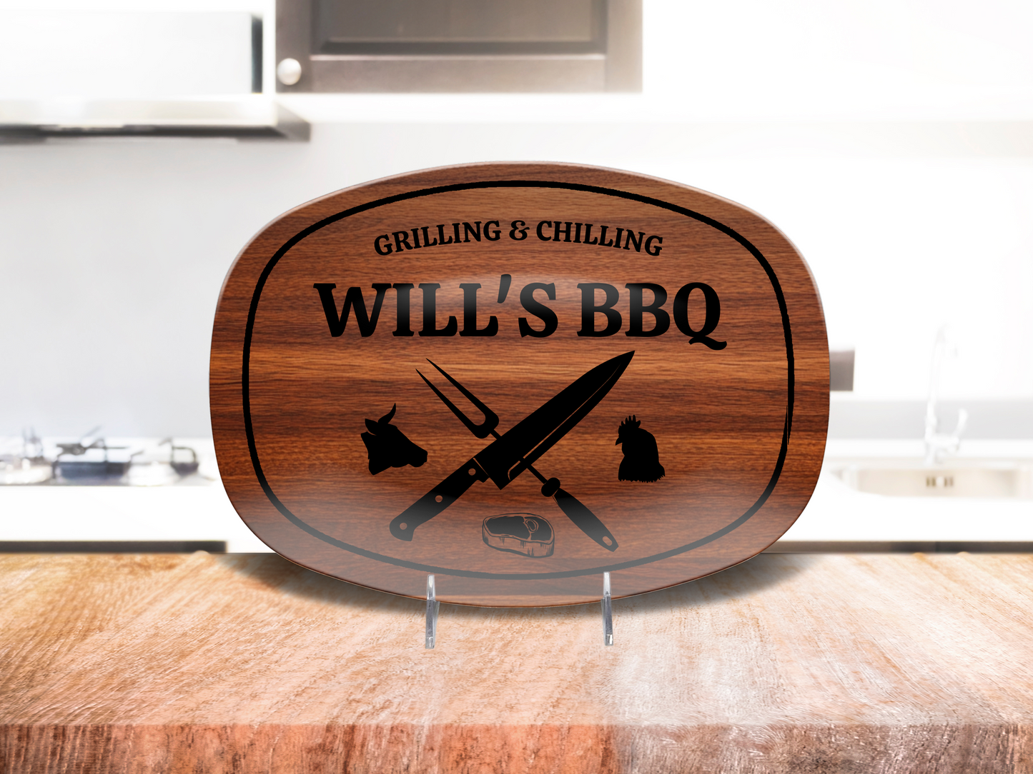 Custom Engraved Name BBQ Platter - Perfect Gift for Dads & Grilling Enthusiasts
