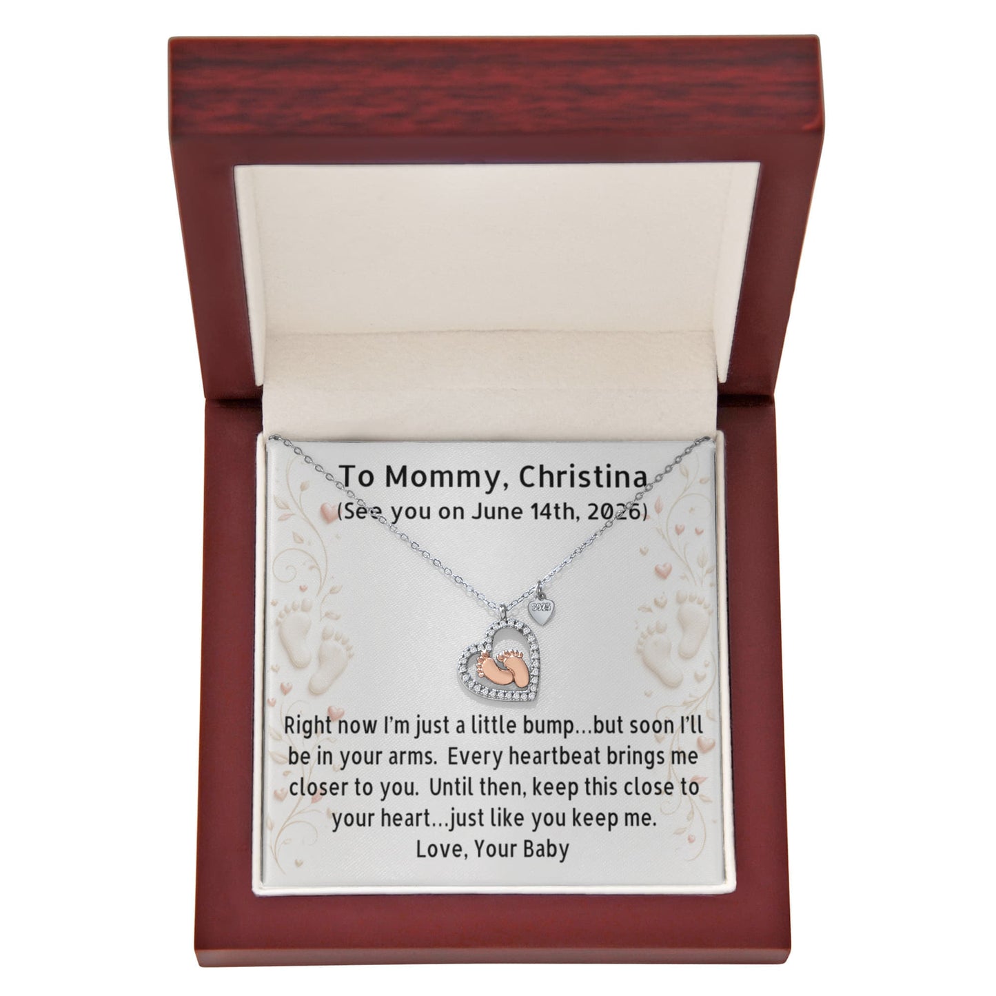 Baby Feet Heart Necklace