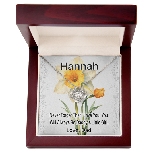 Personalized Daughter Necklace From Dad – Custom Name & Birth Flower Love Knot Gift
